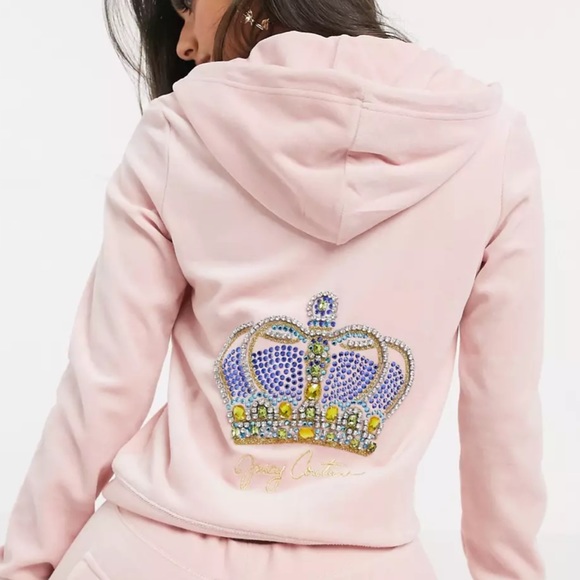 Juicy Couture Sweaters - Juicy Couture pink crown velour tracksuit
